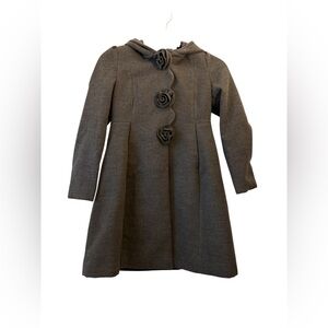 Rothschild Girls Gray Pea Coat with Floral Button Accents